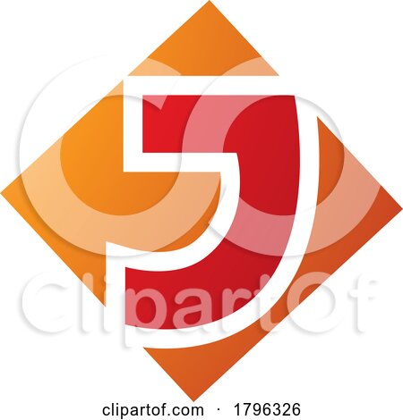 Orange and Red Square Diamond Shaped Letter J Icon by cidepix