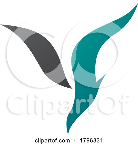 Persian Green and Black Diving Bird Shaped Letter Y Icon by cidepix