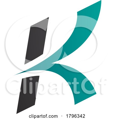 Persian Green and Black Italic Arrow Shaped Letter K Icon by cidepix