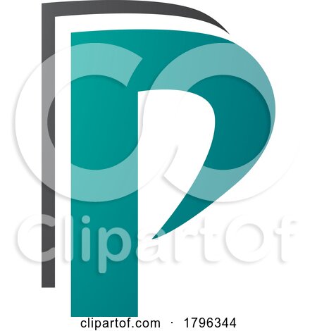 Persian Green and Black Layered Letter P Icon by cidepix