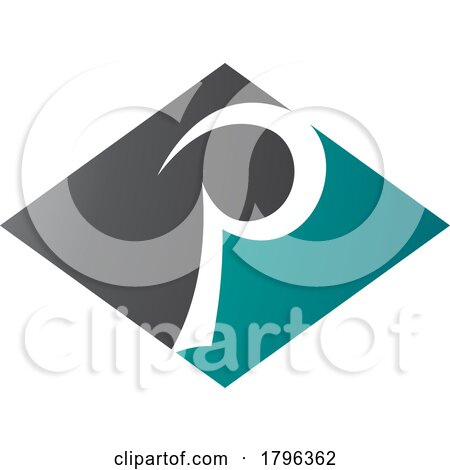 Persian Green and Black Horizontal Diamond Letter P Icon by cidepix