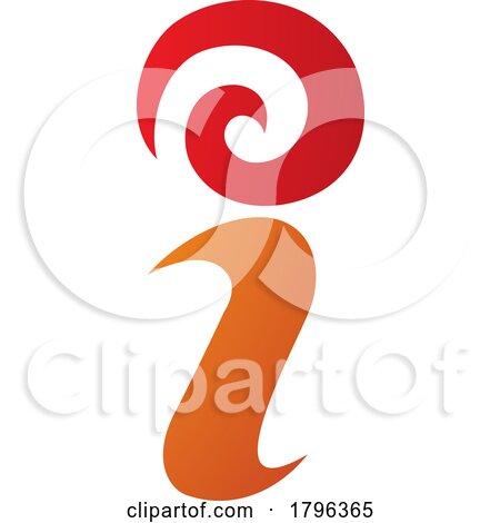 Orange and Red Swirly Letter I Icon by cidepix