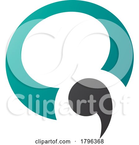 Persian Green and Black Comma Shaped Letter Q Icon by cidepix