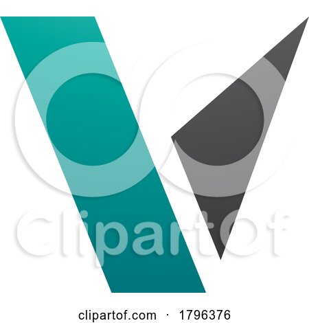 Persian Green and Black Geometrical Shaped Letter V Icon by cidepix