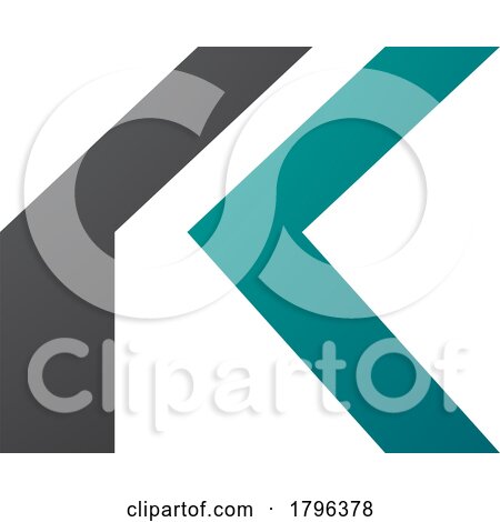 Persian Green and Black Folded Letter K Icon by cidepix