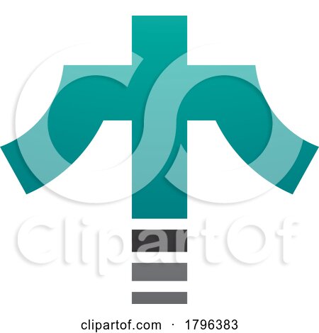 Persian Green and Black Cross Shaped Letter T Icon by cidepix