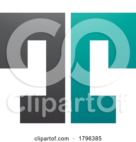 Persian Green and Black Bold Split Shaped Letter T Icon by cidepix