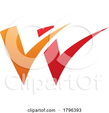 Orange and Red Tick Shaped Letter W Icon by cidepix