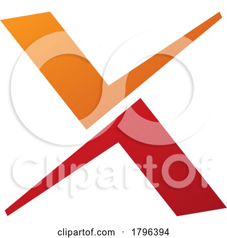 Orange and Red Tick Shaped Letter X Icon by cidepix