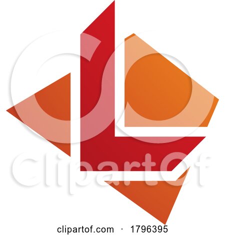 Orange and Red Trapezium Shaped Letter L Icon by cidepix