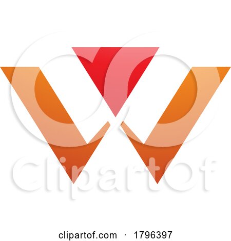 Orange and Red Triangle Shaped Letter W Icon by cidepix