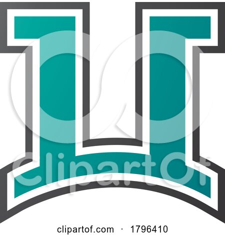 Persian Green and Black Arch Shaped Letter U Icon by cidepix