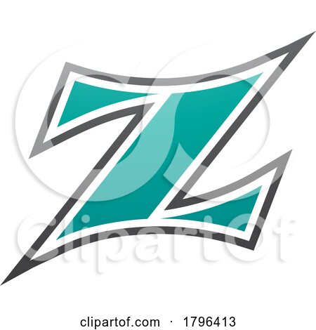 Persian Green and Black Arc Shaped Letter Z Icon by cidepix