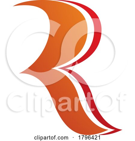 Orange and Red Wavy Shaped Letter R Icon by cidepix