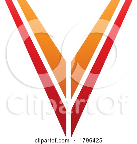 Orange and Red Striped Shaped Letter V Icon by cidepix