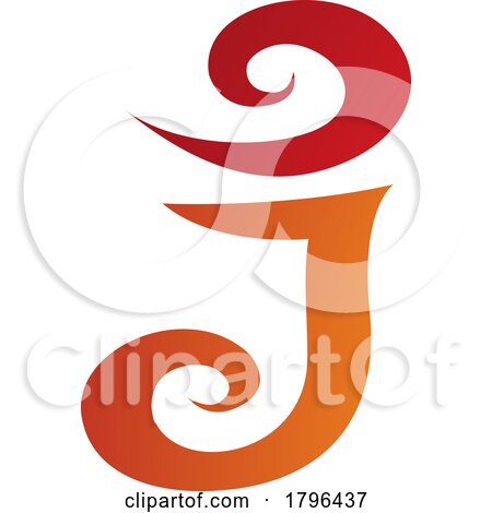 Orange and Red Swirl Shaped Letter J Icon by cidepix