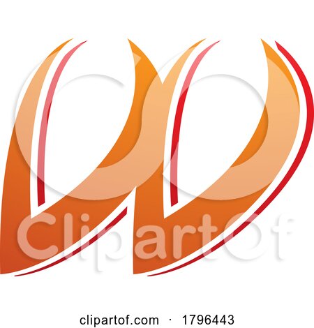 Orange and Red Spiky Italic Shaped Letter W Icon by cidepix