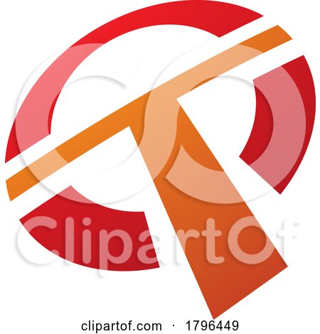 Orange and Red Round Shaped Letter T Icon by cidepix