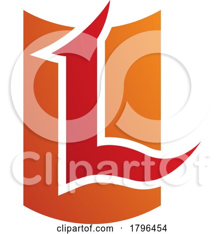 Orange and Red Shield Shaped Letter L Icon by cidepix