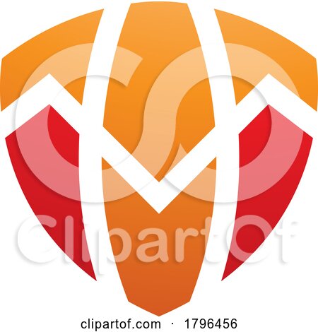 Orange and Red Shield Shaped Letter T Icon by cidepix