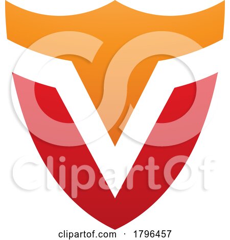 Orange and Red Shield Shaped Letter V Icon by cidepix