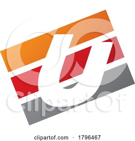 Orange and Red Rectangular Shaped Letter U Icon by cidepix