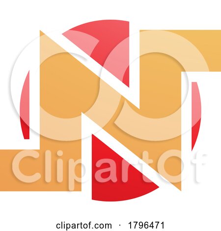 Orange and Red Round Bold Letter N Icon by cidepix