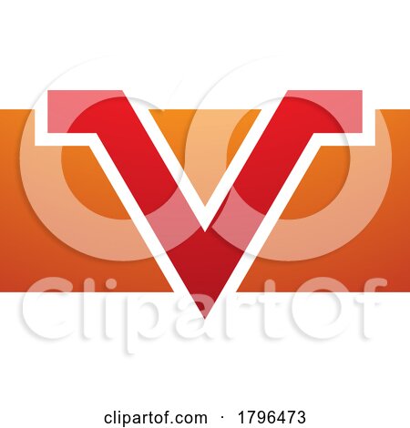 Orange and Red Rectangle Shaped Letter V Icon by cidepix