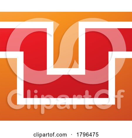 Orange and Red Rectangle Shaped Letter U Icon by cidepix