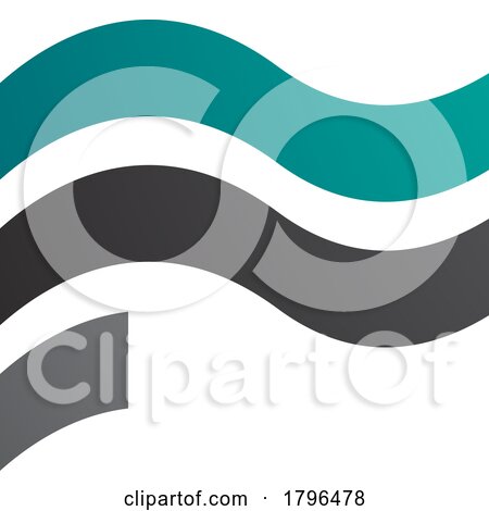 Persian Green and Black Wavy Flag Shaped Letter F Icon by cidepix