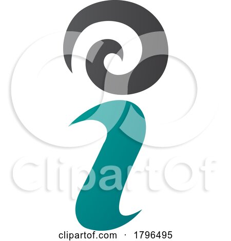 Persian Green and Black Swirly Letter I Icon by cidepix