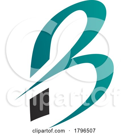 Persian Green and Black Slim Letter B Icon with Pointed Tips by cidepix