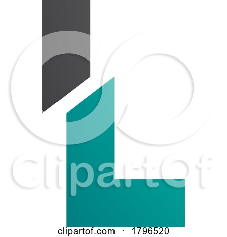 Persian Green and Black Split Shaped Letter L Icon by cidepix