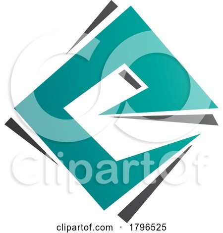 Persian Green and Black Square Diamond Letter E Icon by cidepix