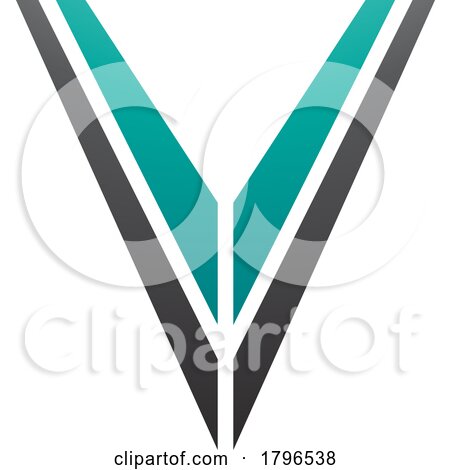 Persian Green and Black Striped Shaped Letter V Icon by cidepix