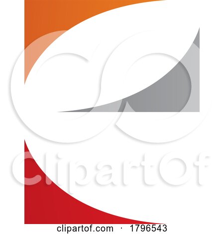 Orange Red and Grey Lowercase Letter E Icon with Curvy Triangles by cidepix