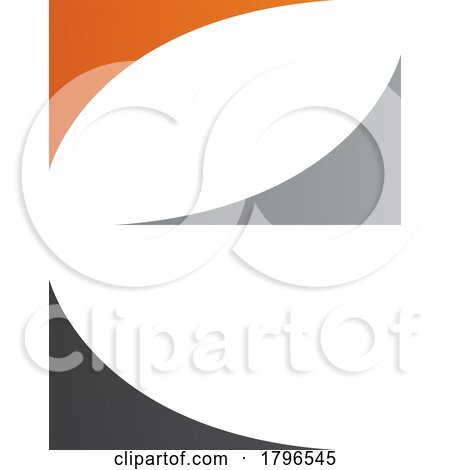 Orange Black and Grey Lowercase Letter E Icon with Curvy Triangles by cidepix