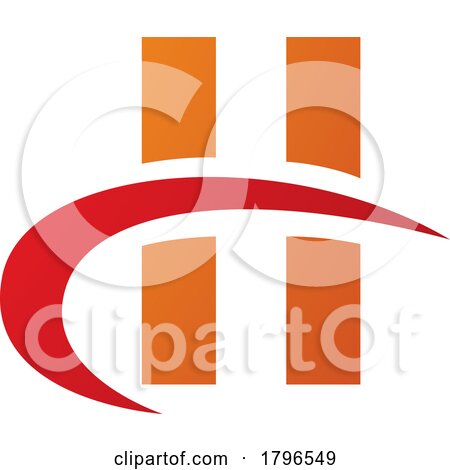 Orange and Red Letter H Icon with Vertical Rectangles and a Swoosh by cidepix