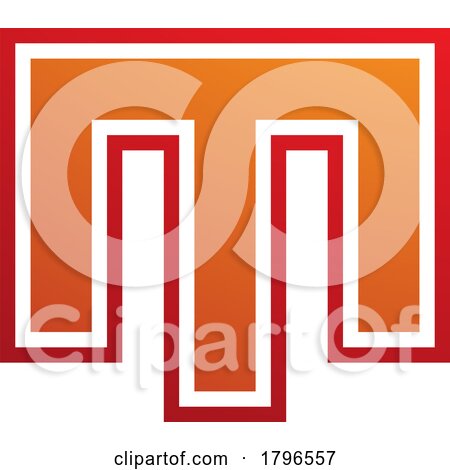 Orange and Red Letter M Icon with an Outer Stripe by cidepix