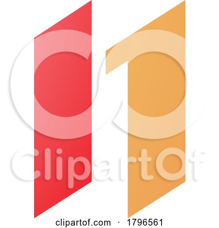 Orange and Red Letter N Icon with Parallelograms by cidepix