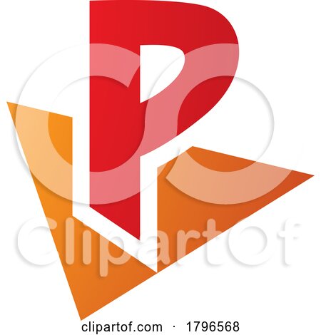 Orange and Red Letter P Icon with a Triangle by cidepix