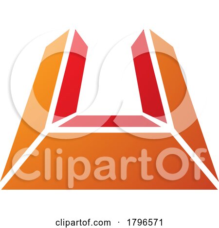 Orange and Red Letter U Icon in Perspective by cidepix