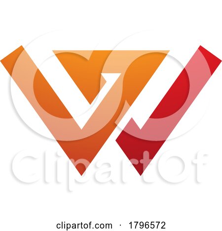 Orange and Red Letter W Icon with Intersecting Lines by cidepix