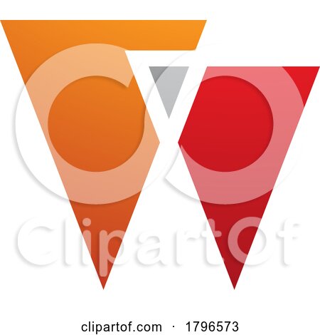 Orange and Red Letter W Icon with Triangles by cidepix