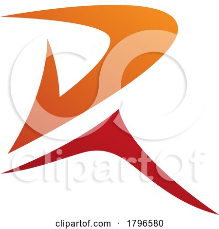 Orange and Red Pointy Tipped Letter R Icon by cidepix