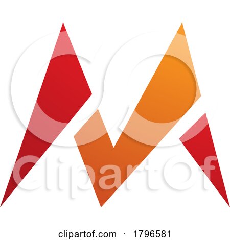 Orange and Red Pointy Tipped Letter M Icon by cidepix