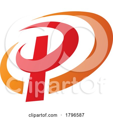 Orange and Red Oval Shaped Letter P Icon by cidepix