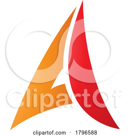 Orange and Red Paper Plane Shaped Letter a Icon by cidepix