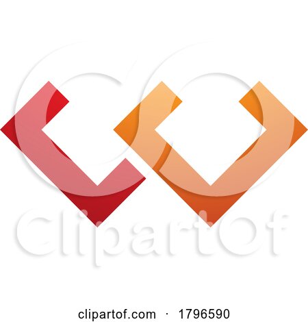 Orange and Red Cornered Shaped Letter W Icon by cidepix