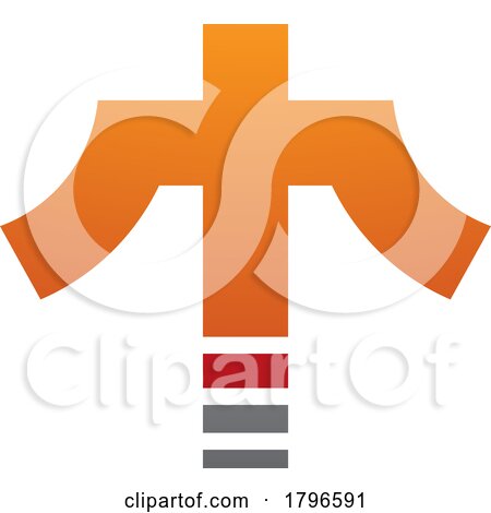 Orange and Red Cross Shaped Letter T Icon by cidepix